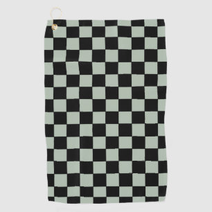 Black and Sage Green Chequered Golf Towel