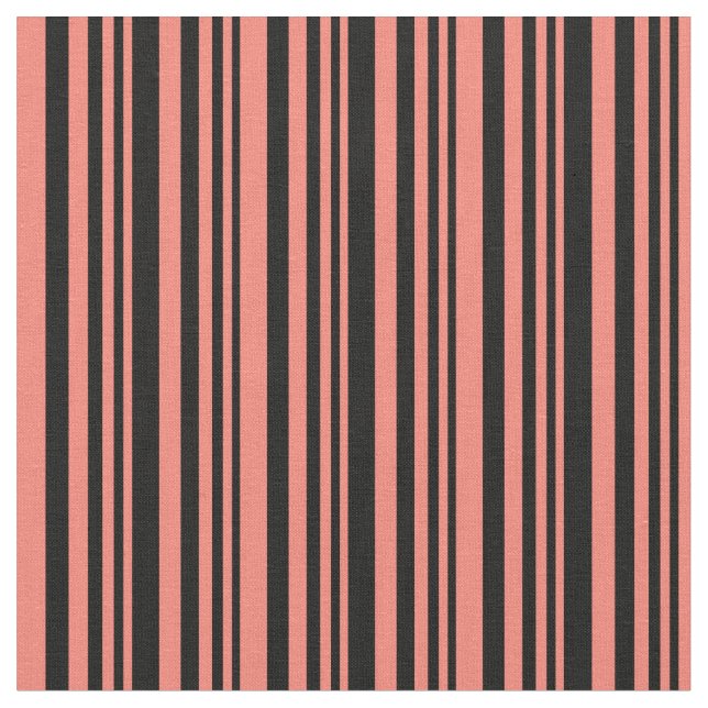 Black and Salmon Coloured Pattern of Stripes Fabric (Close Up)