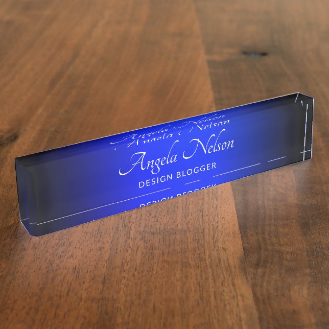 Black and Sapphire Blue Ombre Nameplate (Side)