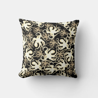 Black And Sepia Repeating Motif | Octopus Pattern Cushion