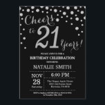Black and Silver 21st Birthday Diamond Invitation<br><div class="desc">21st Birthday Invitation with Black and Silver Glitter Diamond Background. Silver Confetti. Adult Birthday. Male Men or Women Birthday. For further customisation,  please click the "Customise it" button and use our design tool to modify this template.</div>
