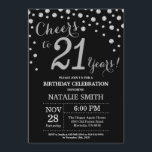 Black and Silver 21st Birthday Diamond Invitation<br><div class="desc">21st Birthday Invitation with Black and Silver Glitter Diamond Background. Silver Confetti. Adult Birthday. Male Men or Women Birthday. For further customisation,  please click the "Customise it" button and use our design tool to modify this template.</div>