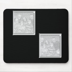 black and silver 2-photo frame mouse mat