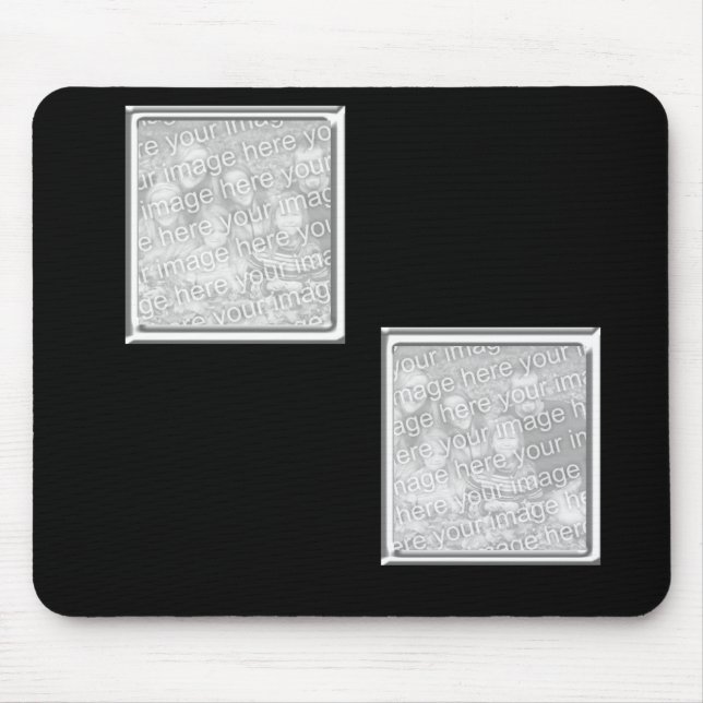 black and silver 2-photo frame mouse mat (Front)