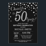 Black and Silver 50th Birthday Diamond Invitation<br><div class="desc">50th Birthday Invitation with Black and Silver Glitter Diamond Background. Silver Confetti. Adult Birthday. Male Men or Women Birthday. For further customisation,  please click the "Customise it" button and use our design tool to modify this template.</div>