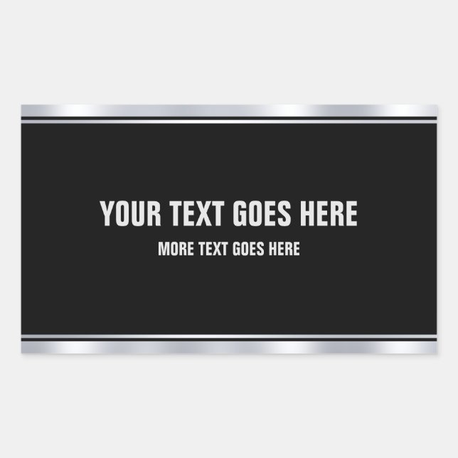 Black And Silver Add Your Name Text Template Rectangular Sticker (Front)