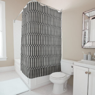 Black and Silver Art Deco Shower Curtain