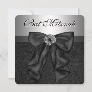 Black and Silver Bat Mitzvah Invitation