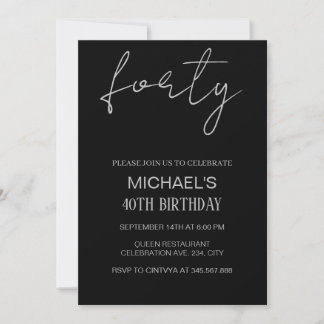 Black and Silver  Birthday Evite,black silver  Invitation