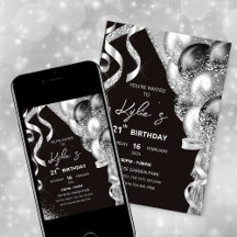 Black and Silver Birthday Party Invitation