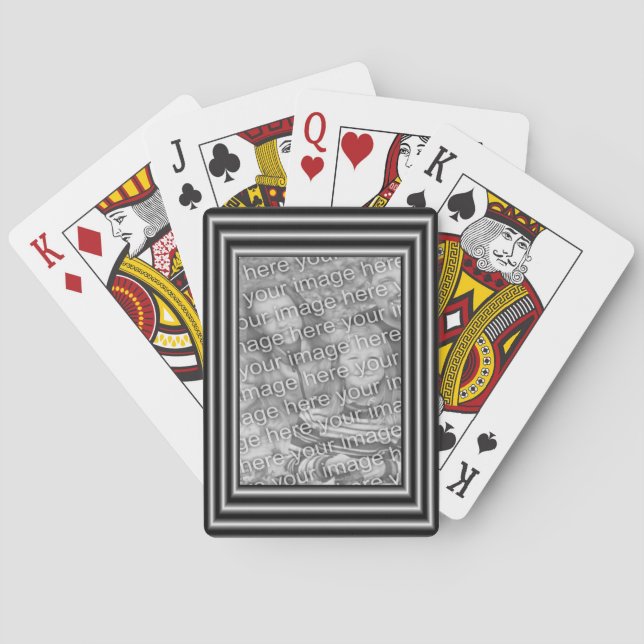 Black And Silver Border FramePhoto Template  Playing Cards (Back)