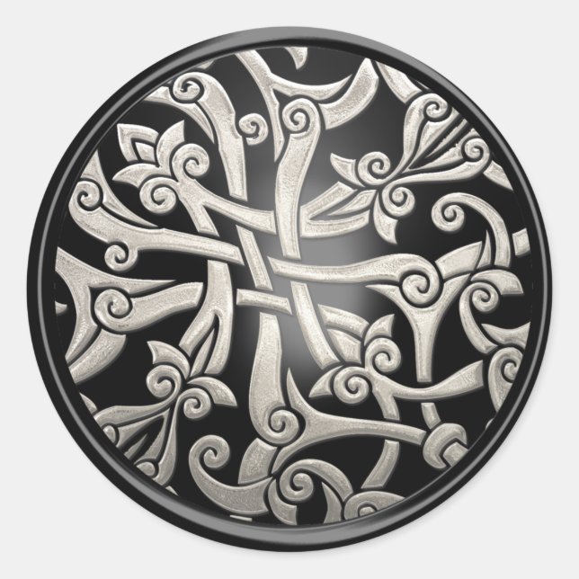 Black and Silver Celtic Damask Envelope Seal (Front)