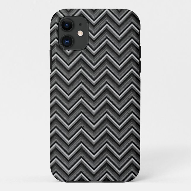 Black and Silver Chevron Case-Mate iPhone Case (Back)
