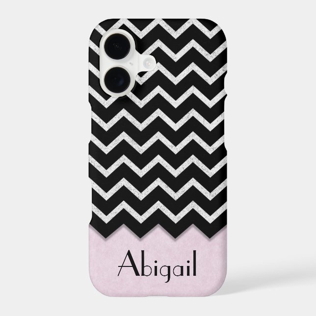 Black and Silver Chevron Pattern with Pink (Back)