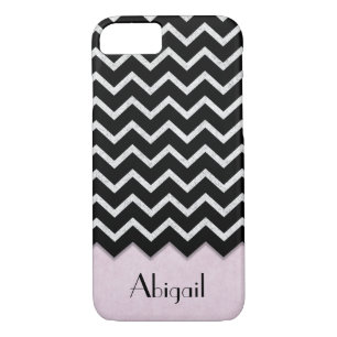 black and silver chevron with blush border iPhone 8/7 case