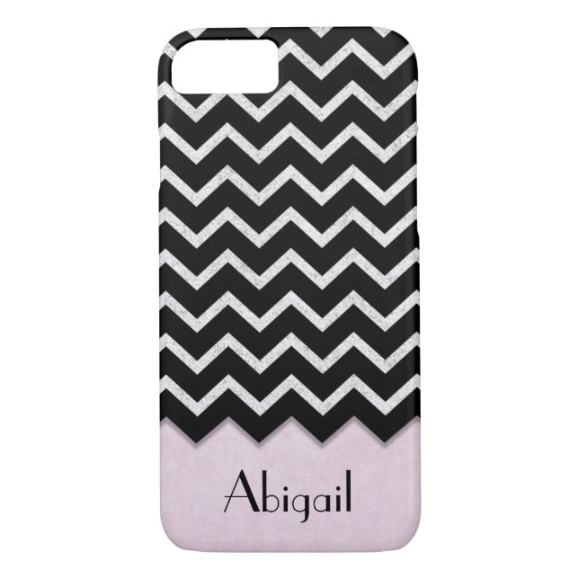 black and silver chevron with blush border Case-Mate iPhone case (Back)