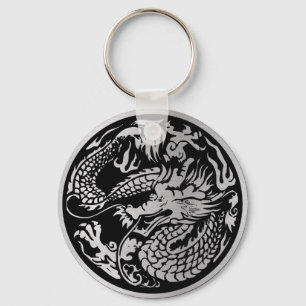 Black and Silver Chinese Dragon key-chain Key Ring