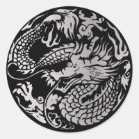 Black and Silver Chinese Dragon Sticker
