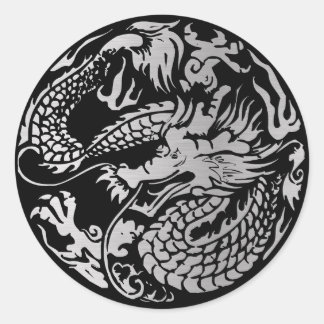 Black and Silver Chinese Dragon Sticker