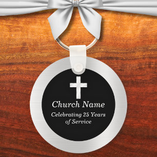 Black and Silver Church Anniversary Party Key Ring