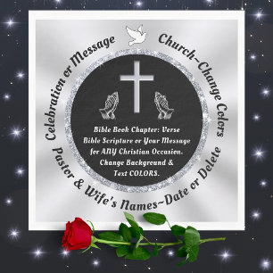 Black and Silver Church or Christian Napkins