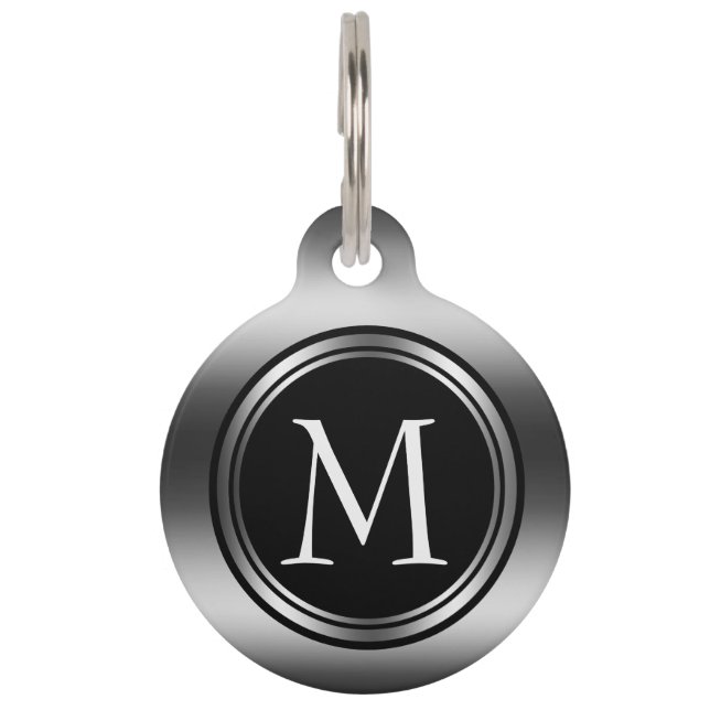 Black And Silver Circles Pet ID Tag (Front)