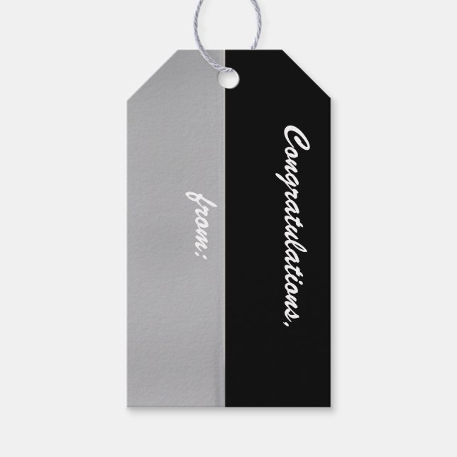 Black and Silver Congratulations Gift Tag (Front)