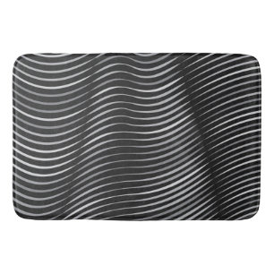 Black and Silver Contemporary Abstract  Bath Mat