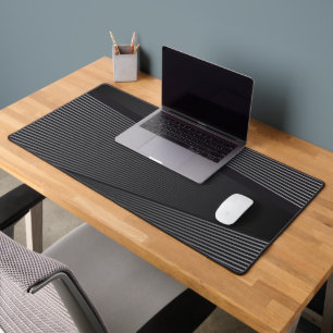 Black and Silver Contemporary Abstract Desk Mat