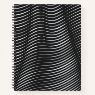 Black and Silver Contemporary Abstract Notebook