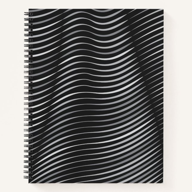 Black and Silver Contemporary Abstract  Notebook (Front)