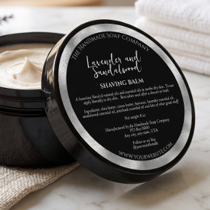 Black and Silver Cosmetics Jar Label w Ingredients