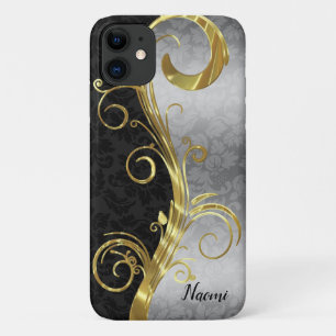 Black And Silver Damask iPhone 11 Case