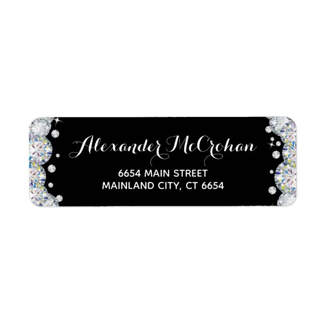 Black and Silver Diamond Glitter Return Address (Front)