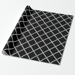Black and Silver Diamond Lines (3) Wrapping Paper