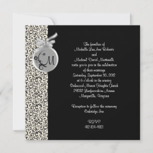 Black and Silver Diamond Wedding Invitation