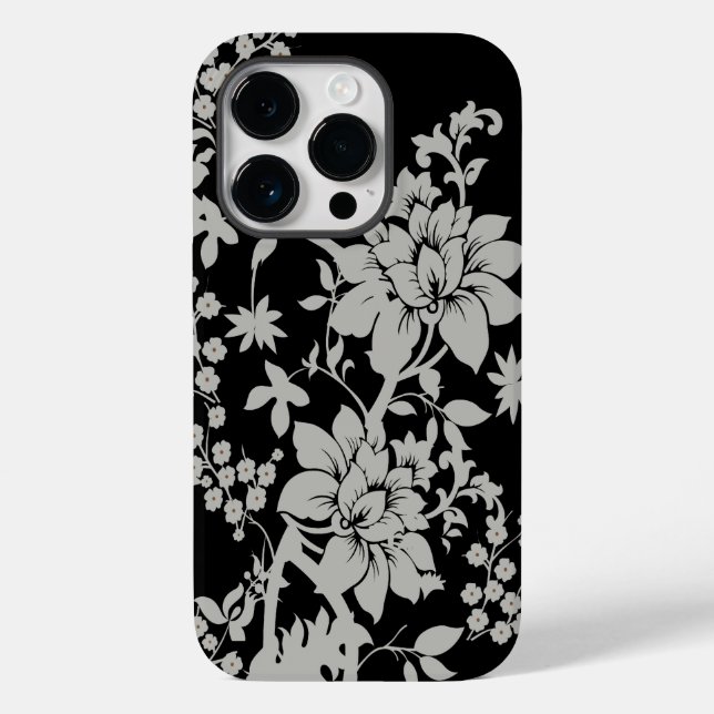 Black and silver dust floral pattern Case-Mate iPhone case (Back)