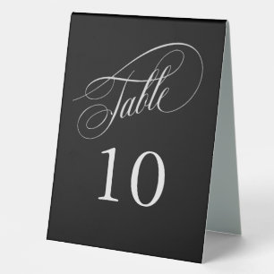 Black and Silver Elegant Calligraphy Table Numbers
