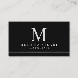 Black and Silver Elegant Monogram Business Card