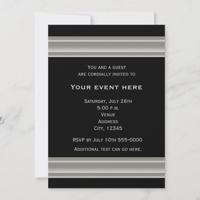 Black and Silver Elegant Party Event Invitation (Front)