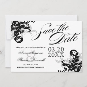 Black and Silver Flourish Save The Date