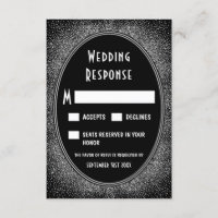 Black and Silver Foil Art Deco Wedding RSVP Cards