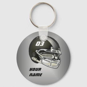 Black and Silver Football Helmet Key Ring