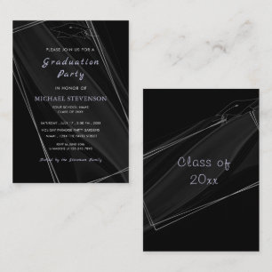 Black and Silver Framed Graduation Invitation
