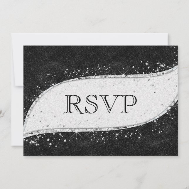 Black and Silver Gay Wedding Invitation RSVP (Front)