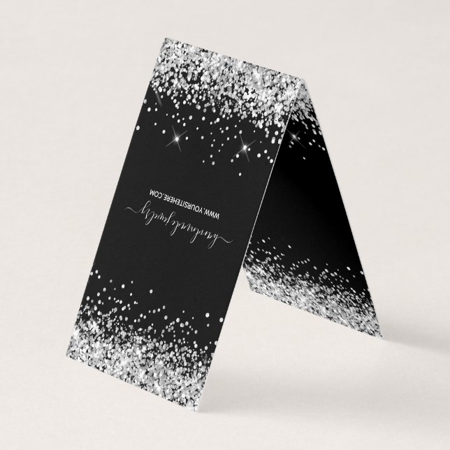 Black and Silver Glitter 2 Necklace Display Cards (Front)