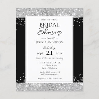Black and Silver Glitter Bridal Shower Invitation