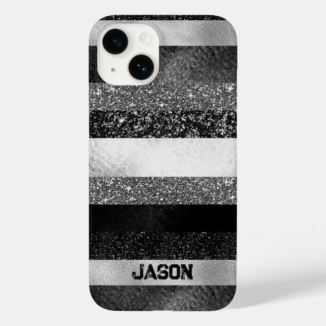 Black and Silver Glitter  Case-Mate iPhone Case (Back)