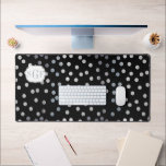 Black and Silver Glitter Dot Patterned Desk Mat<br><div class="desc">Modern and on-trend dots of faux silver glitter sparkle on this classic black desk pad that features a custom three-letter monogram and keeps your workspace feeling personalised and glamourous.</div>