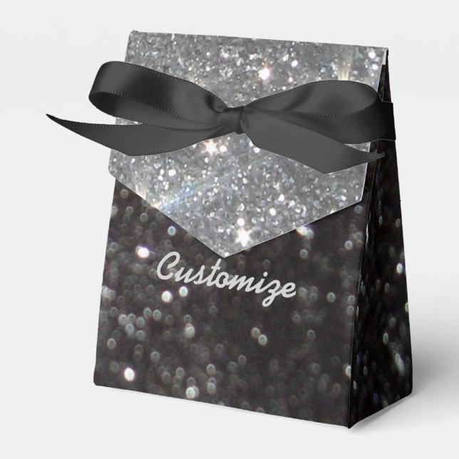 Black and Silver Glitter Favour Box (Front Side)